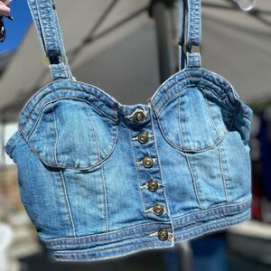 Stylish Denim Bustier Top
